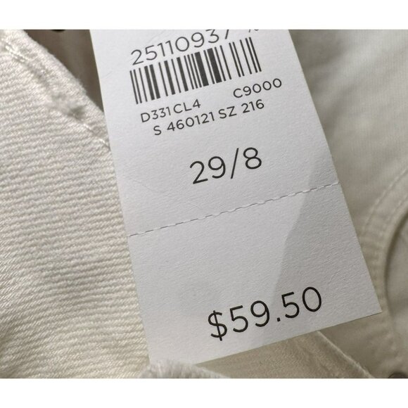 LOFT 8/29 White Denim Jean Shorts Embroidered Raw Hem 3in inseam Scalloped Edge - Picture 6 of 6